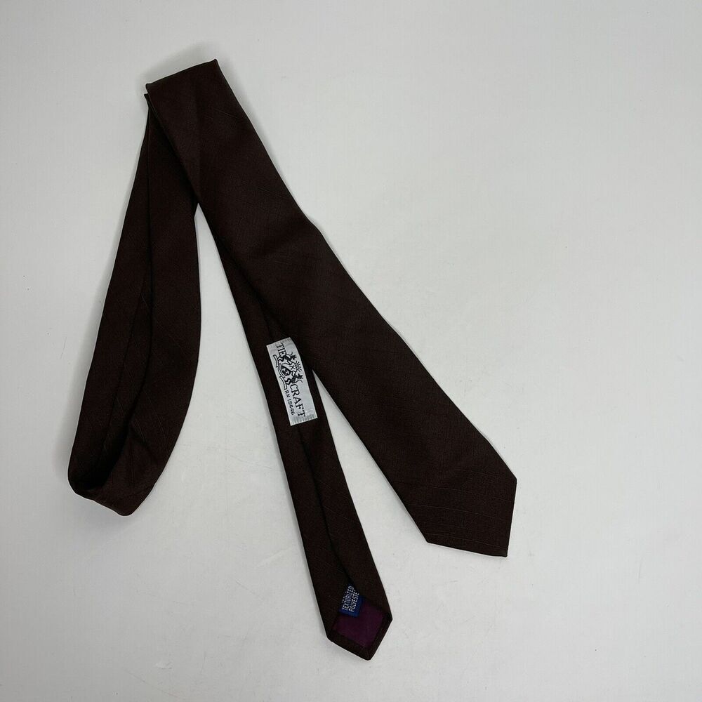 Vintage Tie Craft Texturized Polyester Necktie Brown Slim Classic